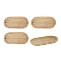 Bandeja de Bambu Prato Oval Petisqueira Servir Decorar 4un