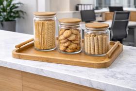 Bandeja de Bambu Retangular com Alça