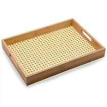 Bandeja de Bambu Retangular Palhinha 39cm Bandeja de Bambu Retangular Palhinha 39cm
