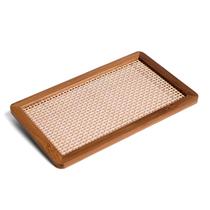 Bandeja de Bambu Retangular Textura Palha Xadrez 25cm - Oikos