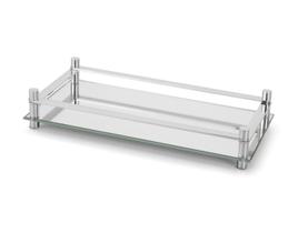 Bandeja de Bancada 30cm Decorativa Vidro Alumínio Casa Forma
