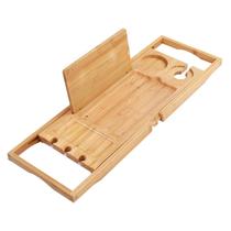 Bandeja de banheira de bambu Caddy Organizador de banho Utoplike 24,5-37,4 cm Bandeja de banheira de bambu Caddy Organizador de banho Utoplike 24,5-37,4 cm