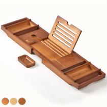 Bandeja de banheira XCe expansível até 105 cm com marrom bambu