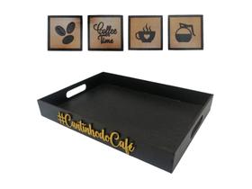 Bandeja De Café Com Kit Quadrinhos Cantinho Do Café Enfeite - Casa Bebe Decor