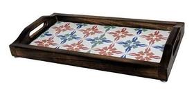 Bandeja De Café Da Manha Grande Em Madeira Rustica Com Alça