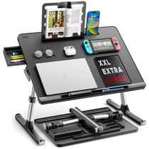 Bandeja de cama para laptop SAIJI G-Large ajustável com armazenamento preta Bandeja de cama para laptop SAIJI G-Large ajustável com armazenamento preta