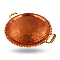 Bandeja de Cobre Redonda Com Alças Douradas M (39,5 Cm) Bandeja de Cobre Redonda Com Alças Douradas M (39,5 Cm)