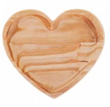 Bandeja de Coração em Madeira Pinus 30 cm - Rojemac