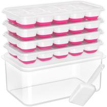 Bandeja de cubos de gelo DOQAUS com tampa e compartimento, pacote com 4 unidades de silicone