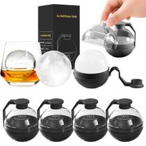 Bandeja de cubos de gelo FOIRJOUG, pacote com 4 moldes de gelo redondos de 6 cm