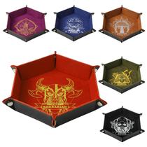 Bandeja de dados Grajar DND Characters Pattern, 6 peças de couro poliuretano dobrável