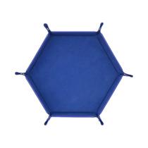 Bandeja de dados hexagonal de couro PU caixa de armazenamento dobrável para acessórios de jogo Bandeja de dados hexagonal de couro PU caixa de armazenamento dobrável para acessórios de jogo