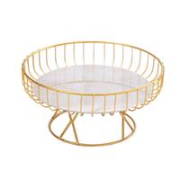 Bandeja de frutas Hztyyier Hollow Design High Foot Iron Marble Bandeja de frutas Hztyyier Hollow Design High Foot Iron Marble