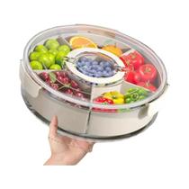 Bandeja De Frutas Rotativa Com Tampa Para Exibição De Lanches E Armazenamento De Alimentos Em Casa