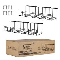 Bandeja de gerenciamento de cabos Baskiss Under Desk, 40 cm, pacote com 2 unidades, preta