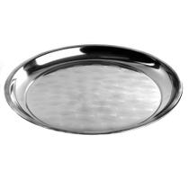 Bandeja de inox redonda 40cm serve grandes porções utilidades multiuso básico