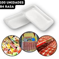 Bandeja de Isopor B4 Rasa Branca Frios - 27,5x15x1,5cm - pct 100 Unidades