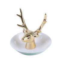 Bandeja de joias MOSSTYUS Gold Ceramic Decorative Decorative Deer Porcelain Bandeja de joias MOSSTYUS Gold Ceramic Decorative Decorative Deer Porcelain