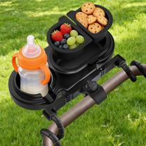 Bandeja de Lanches para Carrinho JACZZO com 3 Tigelas de Silicone e Suporte para Copo Bandeja de Lanches para Carrinho JACZZO com 3 Tigelas de Silicone e Suporte para Copo