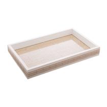 Bandeja de Madeira com Sisal e Bambu Branca 37,5cm x 23,5cm Bandeja de Madeira com Sisal e Bambu Branca 37,5cm x 23,5cm