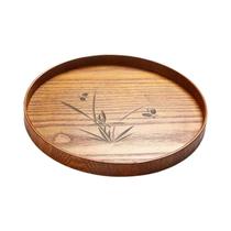 Bandeja De Madeira Cor Chá Para Preparo Doméstico, Copos, Armazenamento De Frutas E Cozinha