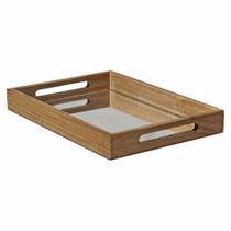 Bandeja de Madeira Decorativa Gourmet Espelhada Grande 33x23