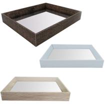 Bandeja de madeira mdf com espelho retangular colors 21,5x16,5cm - SANXIA