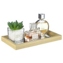 Bandeja de Madeira Mini Com Espelho Decorativa P/ Perfume Banheiro - PGB