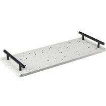 Bandeja de Mármore Com Alça de Ferro Terrazzo 40x15cm Lyor