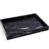 Bandeja de mármore YMXYJM Real Natural Marble Stone 30x20x3cm preta Bandeja de mármore YMXYJM Real Natural Marble Stone 30x20x3cm preta