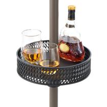 Bandeja de mesa com guarda-chuva de pátio JEAREY 33 cm redonda preta Bandeja de mesa com guarda-chuva de pátio JEAREY 33 cm redonda preta