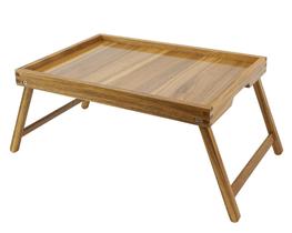 Bandeja de mesa de cama VaeFae Acacia Wood com pernas dobráveis 50x33cm