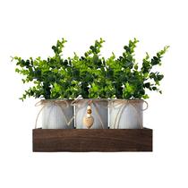 Bandeja de mesa decorativa CALAVAK de madeira com 3 eucaliptos