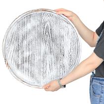 Bandeja de mesa otomana Gurfuy extra grande redonda de 20 cm de madeira rústica