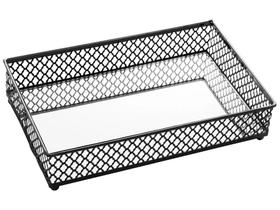 BANDEJA DE METAL C/ESPELHO BARCELONA PRETA 21x13x5cm BANDEJA DE METAL C/ESPELHO BARCELONA PRETA 21x13x5cm
