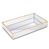 Bandeja de Metal com Espelho Dourada 20cm x 30cm x 4cm - Lyor Bandeja de Metal com Espelho Dourada 20cm x 30cm x 4cm - Lyor