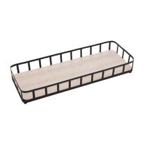 Bandeja de Metal com fundo MDF Retangular Preto Fosco Lavabo / Bar / Sala 30,5x11,5x4,5cm