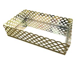 Bandeja de Metal Dourada com Espelho Porta Perfume/Joias 21x13x5 cm Bandeja de Metal Dourada com Espelho Porta Perfume/Joias 21x13x5 cm