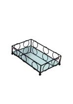 Bandeja de metal espelhada retangular de vidro 20.12.5x6cm