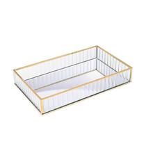 Bandeja de Metal Lyor C/ Espelho Dourada 15x25x4cm 5633