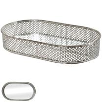 Bandeja De Metal Prata Com Espelho 29,5X16,5Cm - Florarte