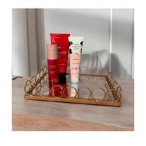 Bandeja de metal retangular com espelho 21 X 26 cm