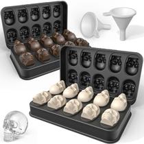 Bandeja de moldes Ice Cube LUSHYUM Skull 3D sem BPA, pacote com 2 Bandeja de moldes Ice Cube LUSHYUM Skull 3D sem BPA, pacote com 2