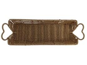 Bandeja de Palha com Alça Coração 37x14x4,5cm