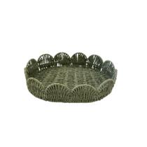 Bandeja de palha oval borda curva 35cm