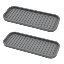 Bandeja de pia Mofason Silicone Sponge Holder Soap Grey, pacote com 2