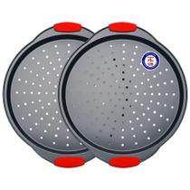 Bandeja de pizza Bakken com revestimento antiaderente de aço carbono 2 redondas Bandeja de pizza Bakken com revestimento antiaderente de aço carbono 2 redondas