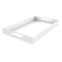 Bandeja de servir branco vale arbor - 12" x 20" Bandeja de Acrílico Grande Branco Brilhante para Mesa de Café, Café da Manhã, Chá, Comida, Mordomo - Display Decorativo, Bancada, Cozinha, Vanity Serve Bandeja com Alças