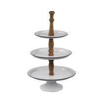 Bandeja de servir de 3 camadas Benzara Mlyn Round Metal Base 61cm Bandeja de servir de 3 camadas Benzara Mlyn Round Metal Base 61cm