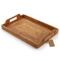 Bandeja de servir DECRAFTS Rattan tecida à mão retangular 37x26x3.5cm